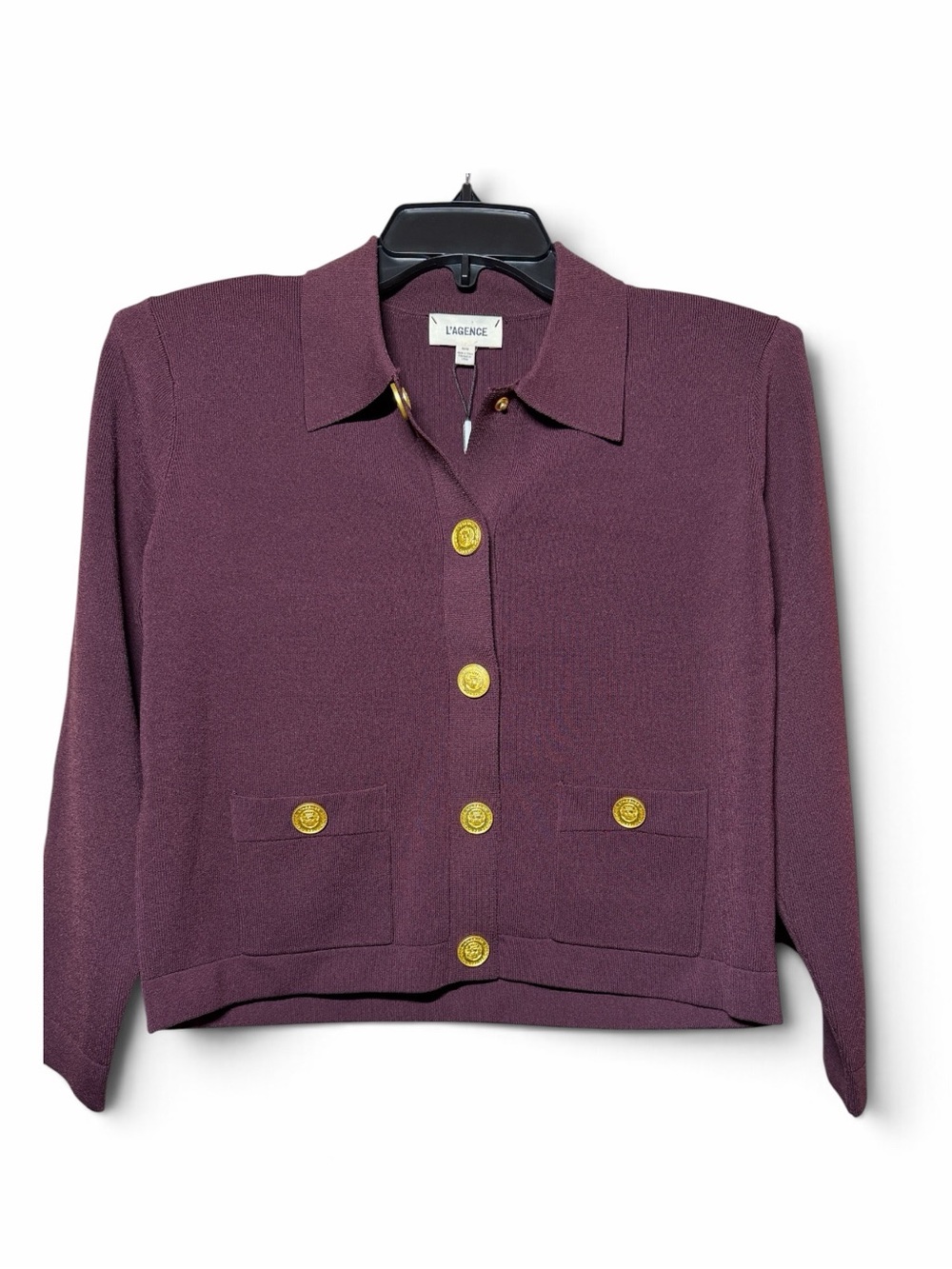 L'AGENCE Deep Plum Osiris Collared Cardigan NWT - Picture 2 of 7